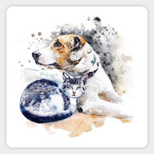 Cat and Dog Friendship Magnet